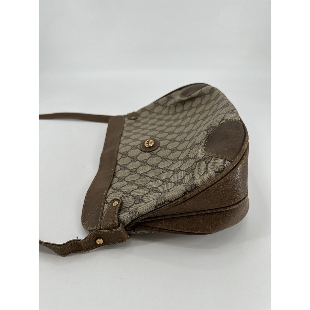 Vintage GUCCI Brown GG PVC Canvas and Leather Crossbody Shoulder Bag 001 25 0251 - Picture 4 of 16